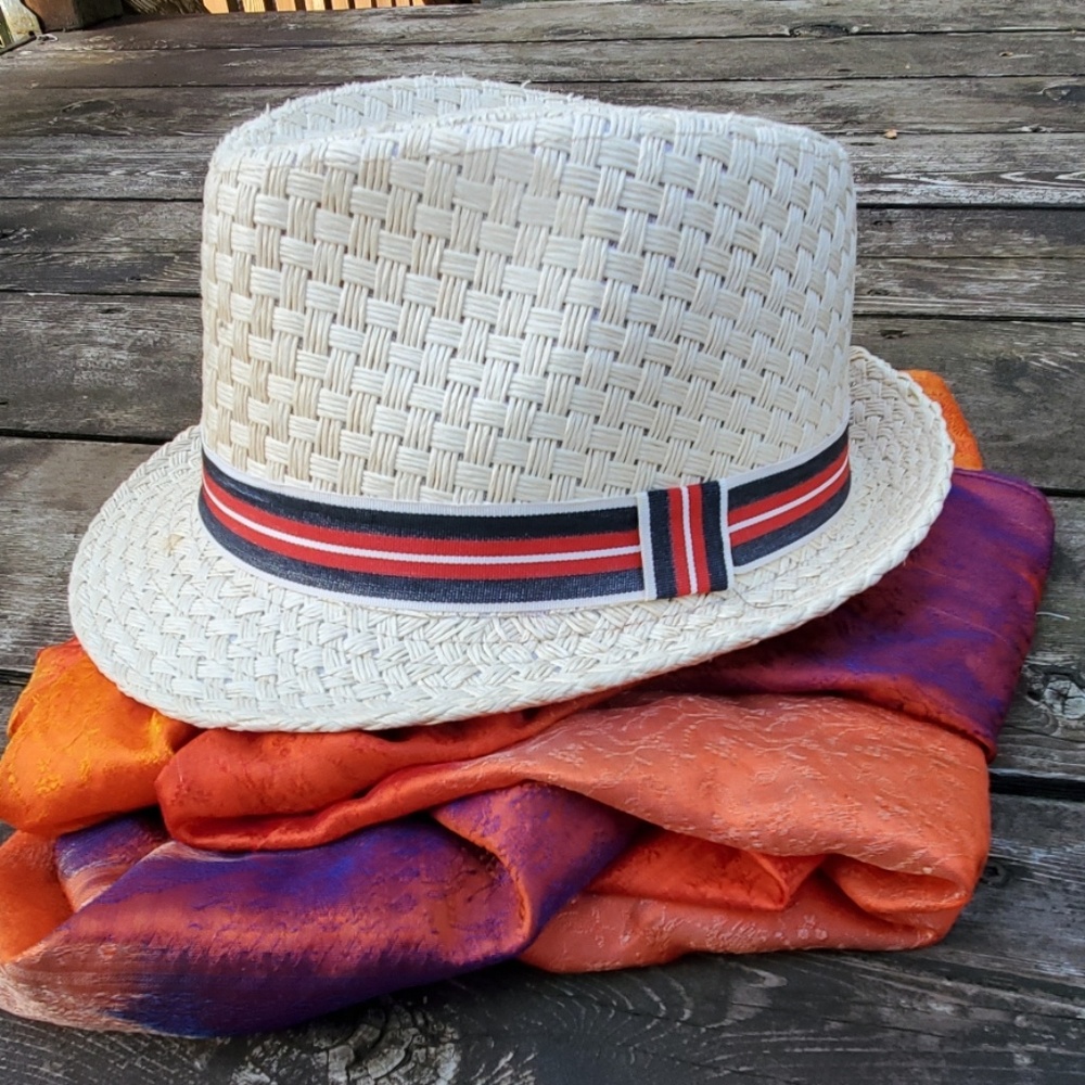 Wicker fedora with ribbon detail